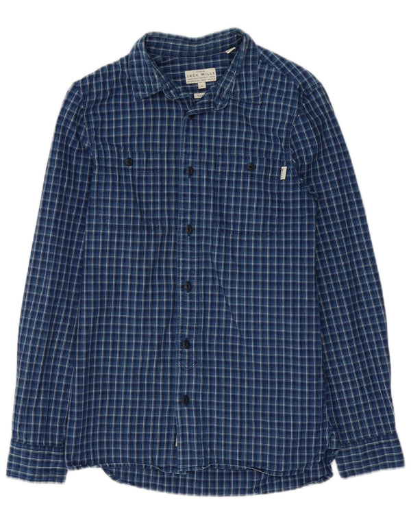 Camisa masculina de flanela Jack Wills Classic Fit XS azul marinho algodão xadrez