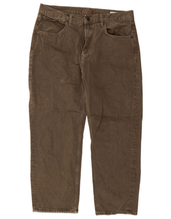 Calça jeans reta feminina Zara EU 46 2XL W36 L26 cáqui