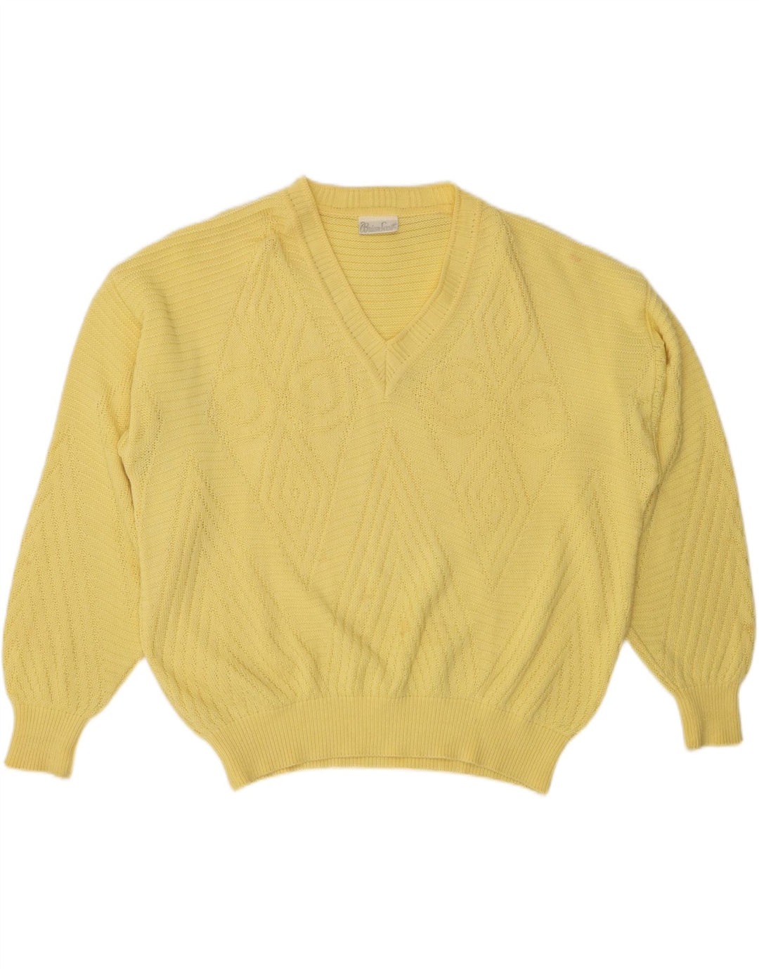 BRIAN SCOTT Suéter masculino com decote em V tamanho 48 2XL Amarelo Argyle/Diamante