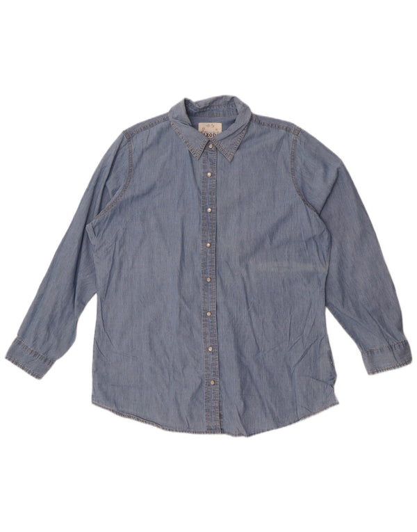 Camisa jeans feminina Izod Reino Unido 16 grande algodão azul