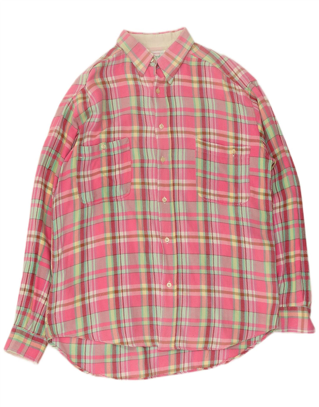 Camisa masculina de flanela Benetton grande algodão xadrez rosa