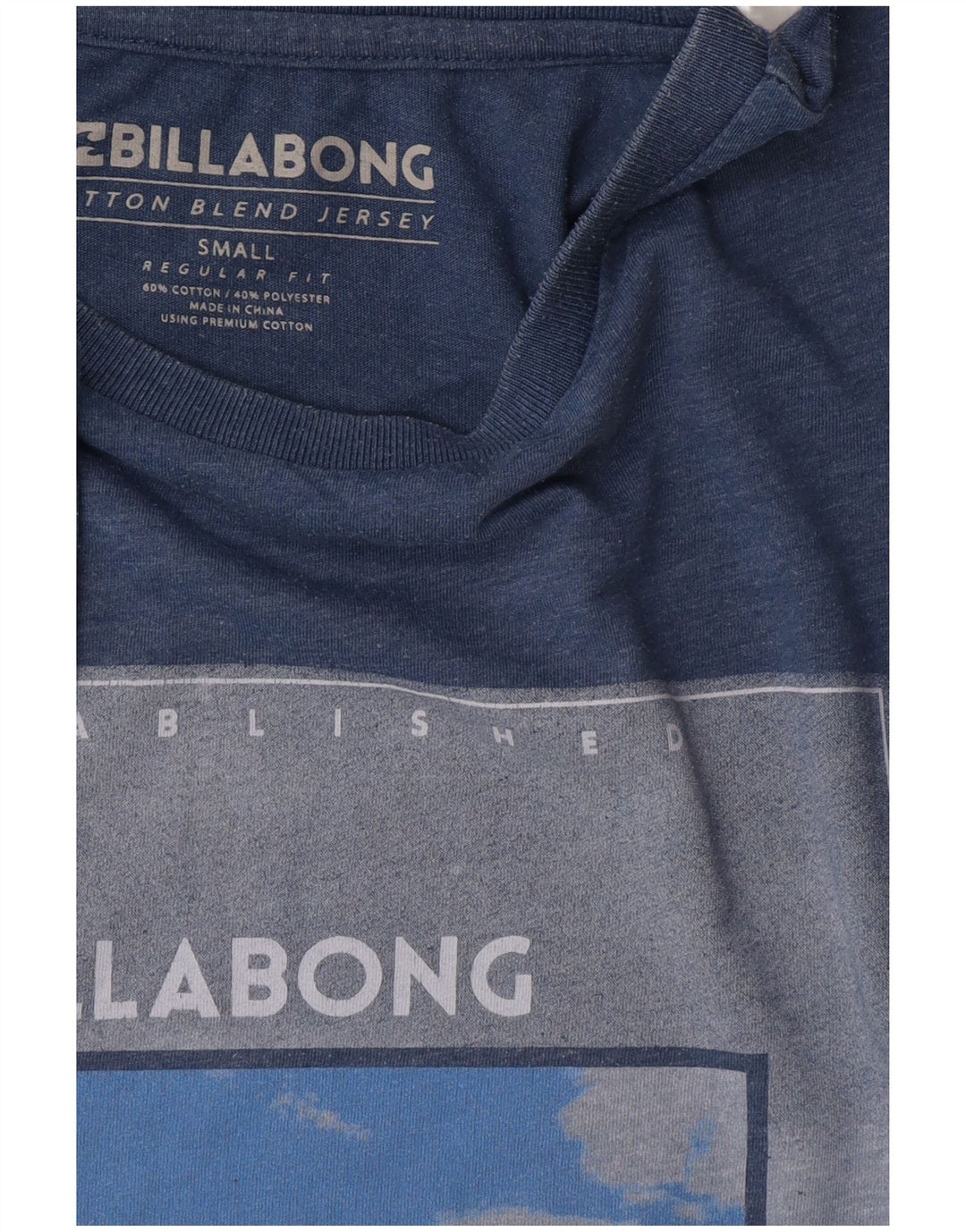 Camiseta masculina Billabong Regular Fit gráfica top pequeno algodão azul