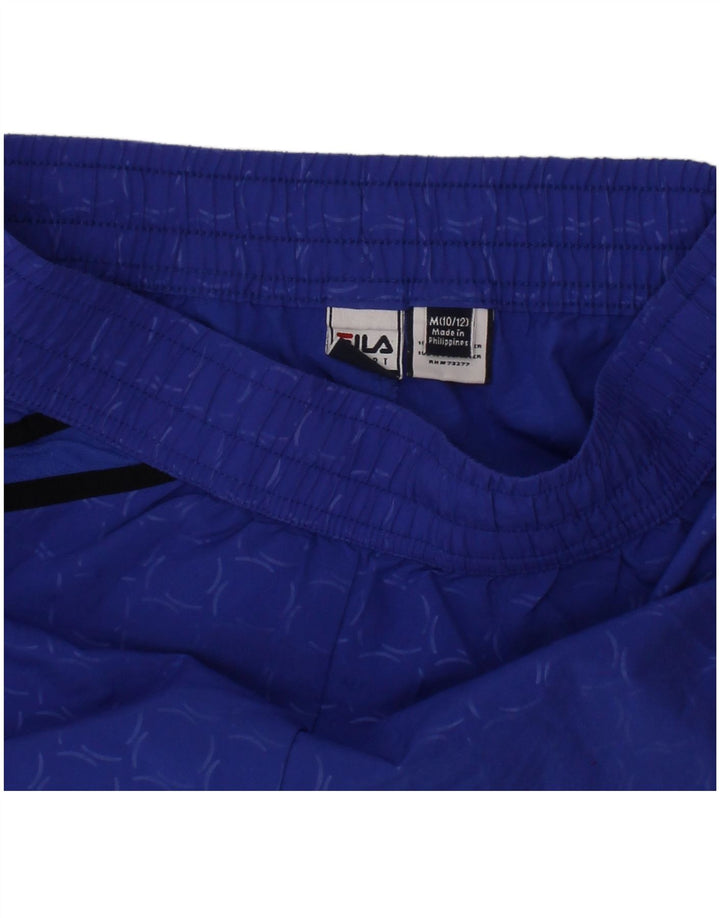 Shorts esportivos FILA para meninas 10-11 anos poliéster geométrico azul médio