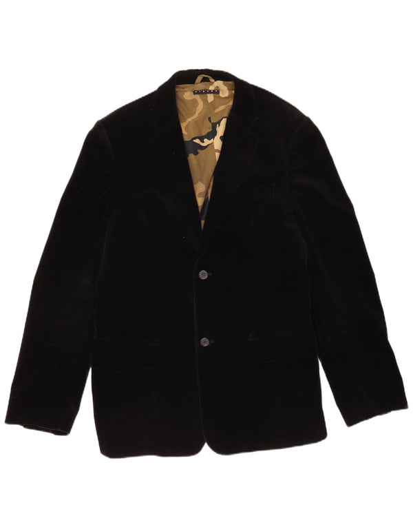 Jaqueta blazer masculina Sisley com 2 botões de veludo IT 50 grande algodão preto