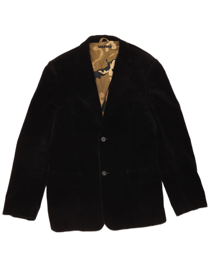 Jaqueta blazer masculina Sisley com 2 botões de veludo IT 50 grande algodão preto