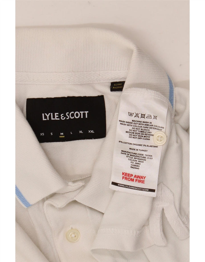 Camisa polo masculina Lyle & Scott de algodão branco médio