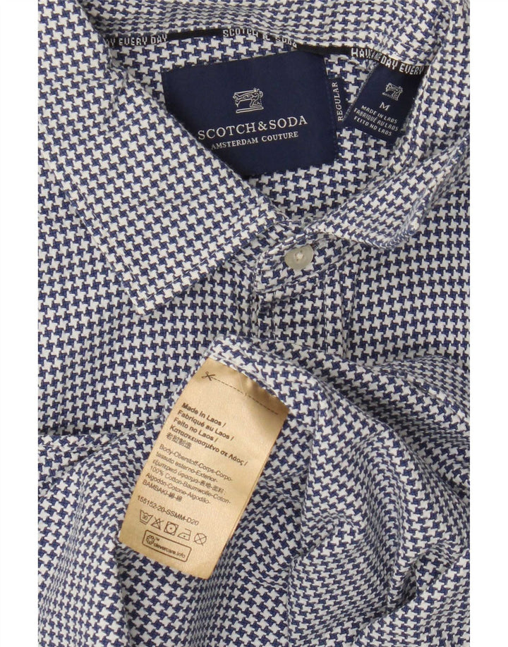 Camisa masculina Scotch & Soda de algodão houndstooth azul médio