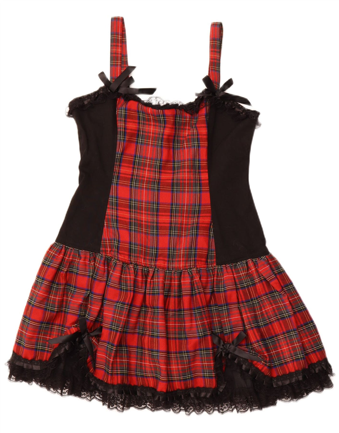 Vestido feminino VINTAGE sem mangas em linha A Reino Unido 16 grande algodão xadrez vermelho