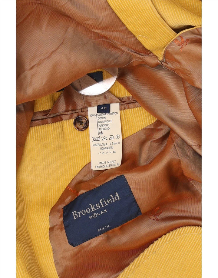 Jaqueta blazer masculina de veludo cotelê Brooksfield com 3 botões IT 48 algodão amarelo médio