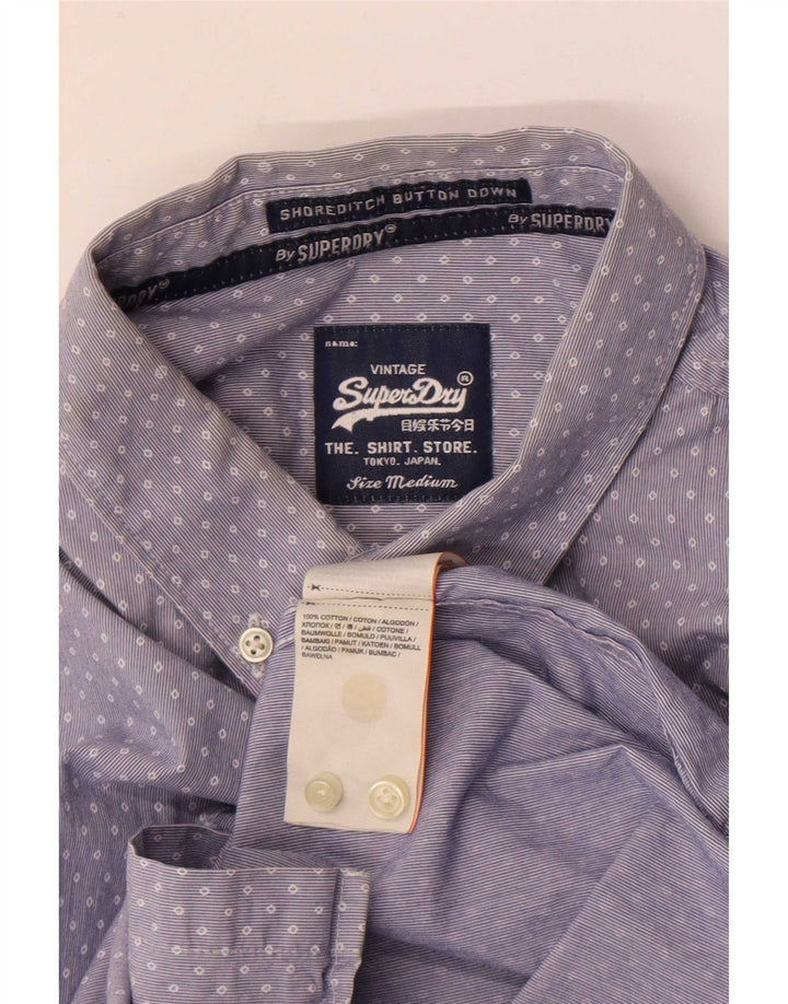 Camisa masculina Superdry algodão geométrico azul médio