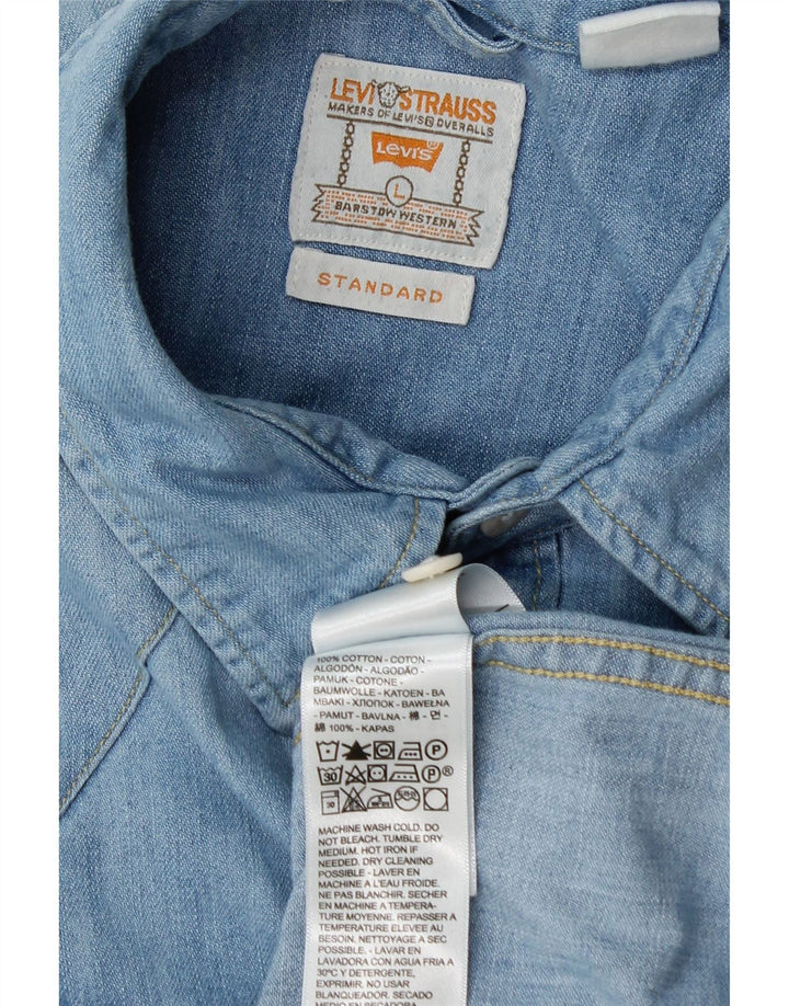 Camisa jeans masculina Levi's Standard Fit grande algodão azul