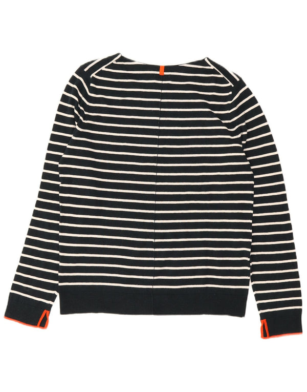 Suéter feminino Jigsaw com gola canoa UK 14 listrado azul marinho médio