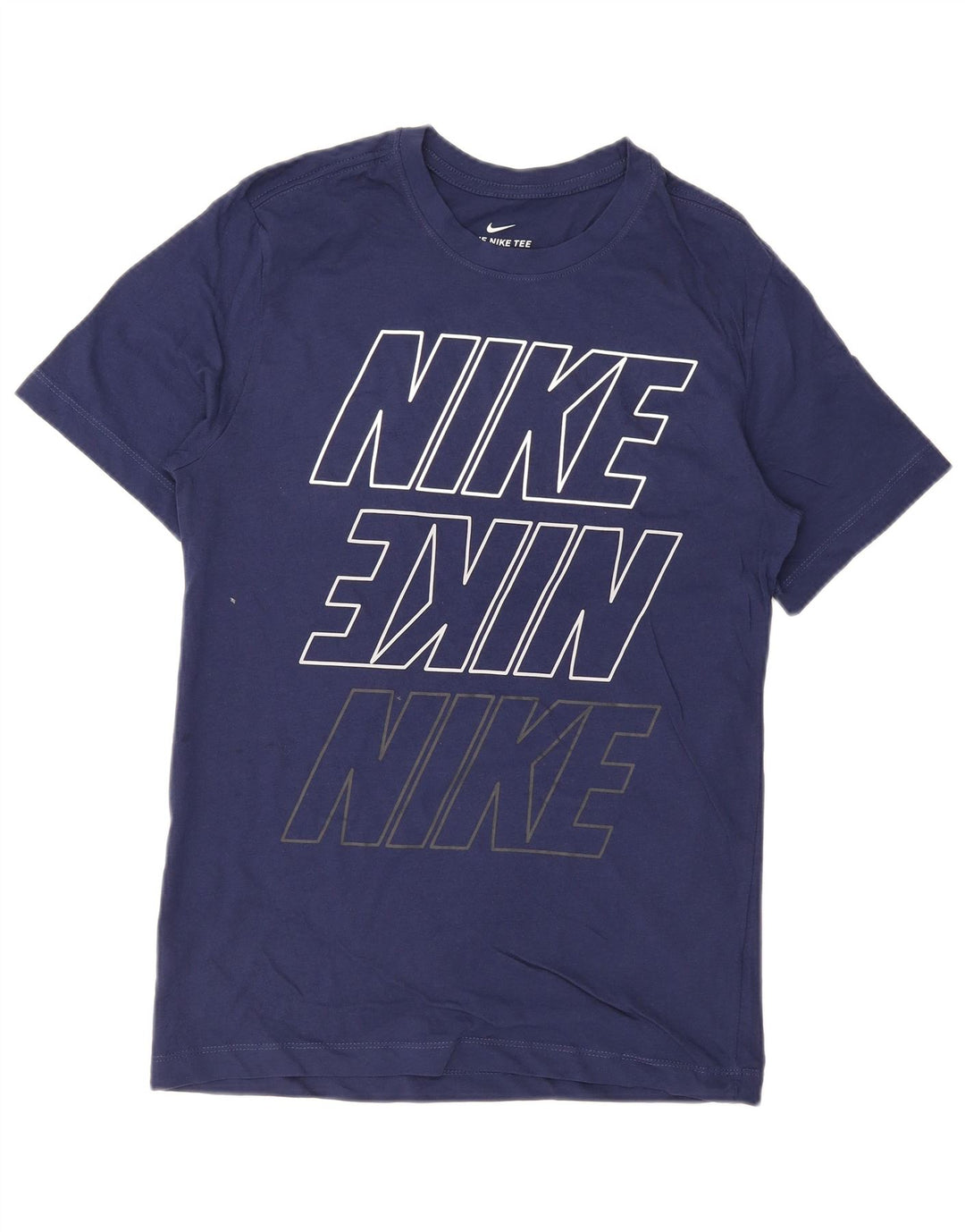 Camiseta gráfica masculina NIKE Top pequeno algodão azul marinho