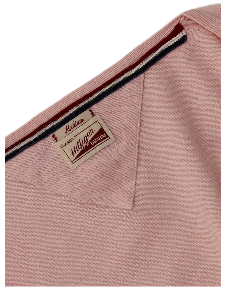 Suéter feminino Tommy Hilfiger com decote em V UK 12 rosa médio