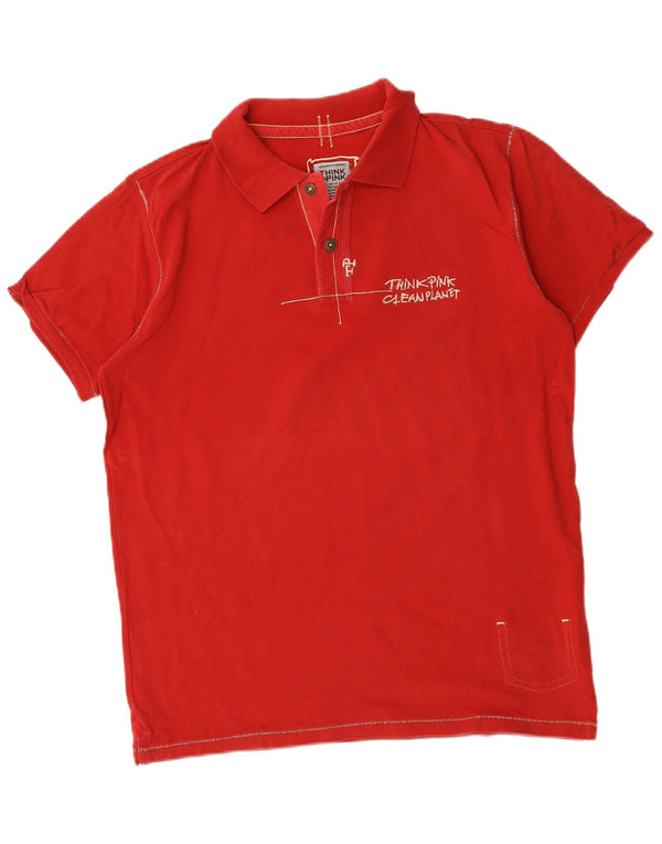 Camisa polo masculina Think Pink XL algodão vermelho