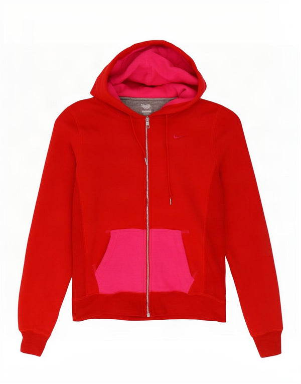 Suéter feminino Nike com capuz e zíper oversized UK 10 pequeno algodão colorido vermelho