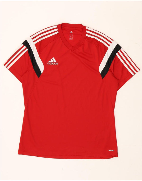 Adidas Mens Climacool Camiseta Top Grande Vermelho Colorblock Poliéster
