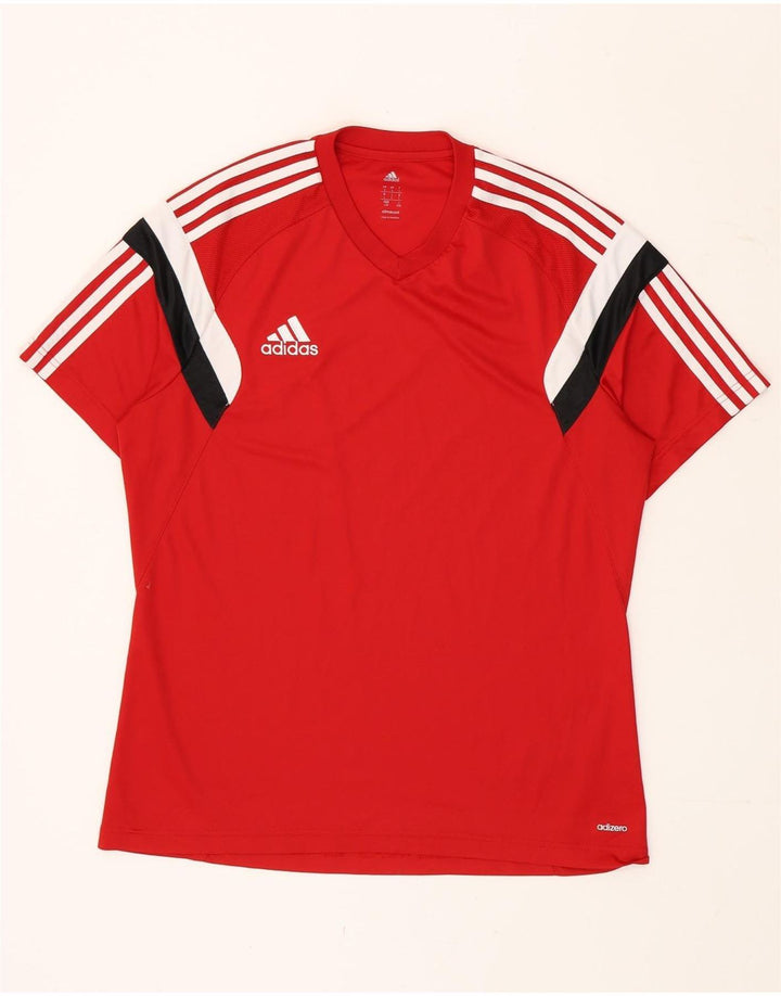 Adidas Mens Climacool Camiseta Top Grande Vermelho Colorblock Poliéster