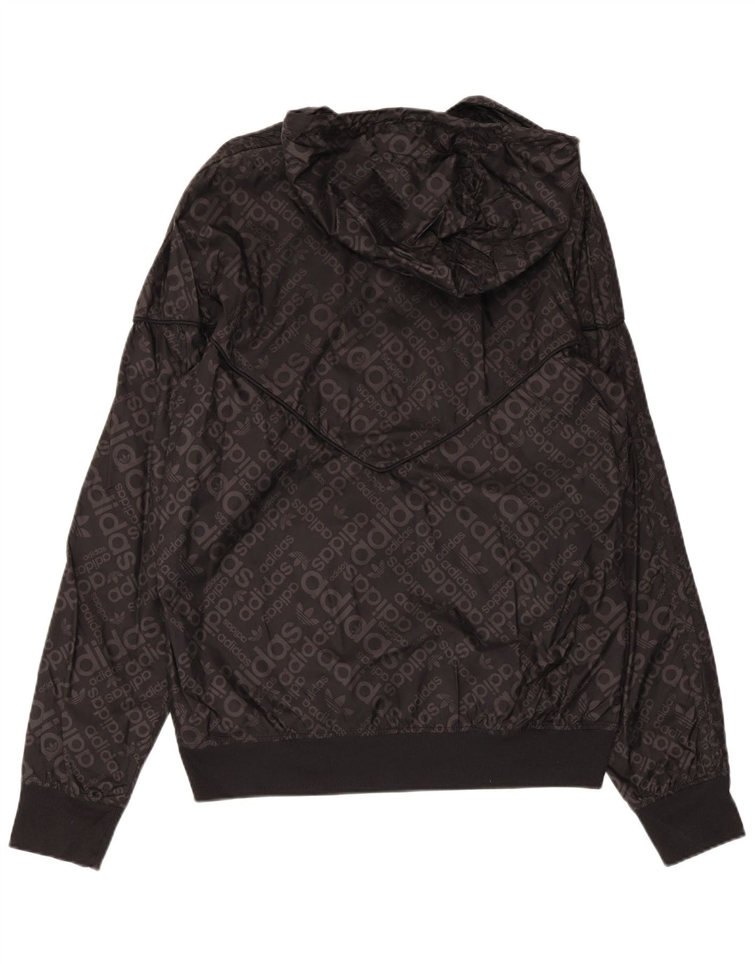 ADIDAS Mens Graphic Hooded Rain Jacket UK 38 Médio Preto Poliamida