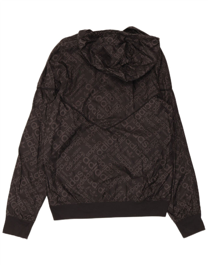 ADIDAS Mens Graphic Hooded Rain Jacket UK 38 Médio Preto Poliamida