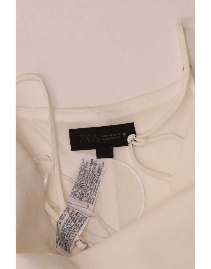 Zara Womens Cami Top UK 12 Médio Branco Colorblock Poliéster