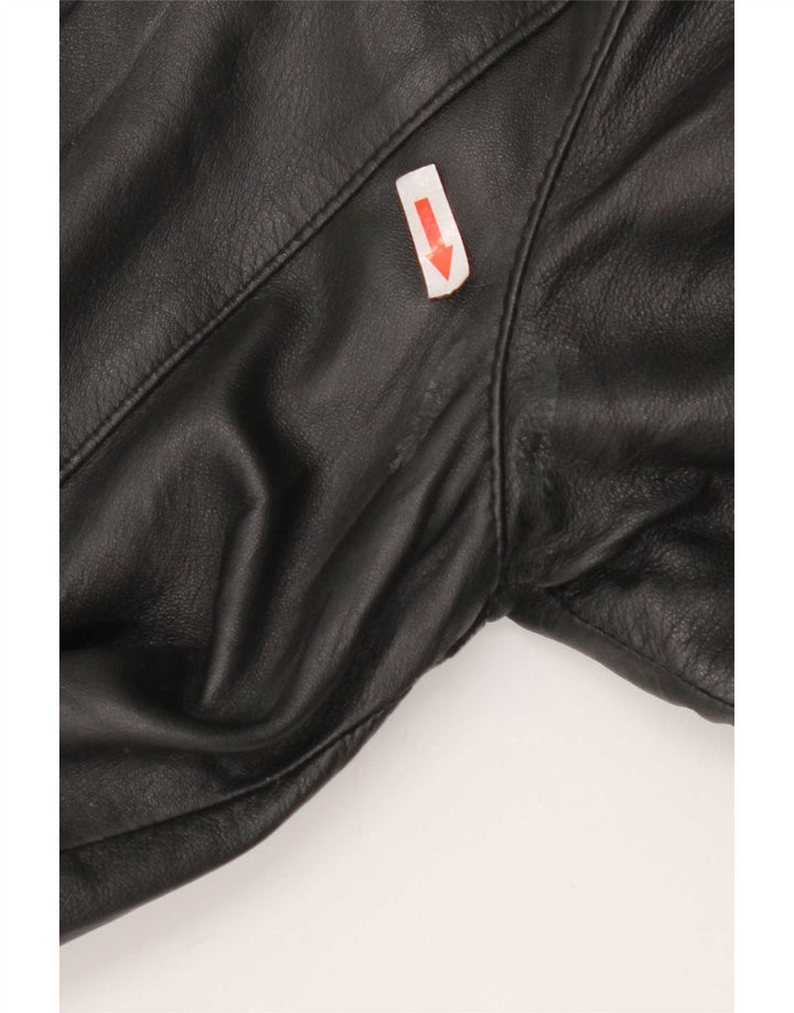 Casaco de couro feminino vintage UK 16 grande preto