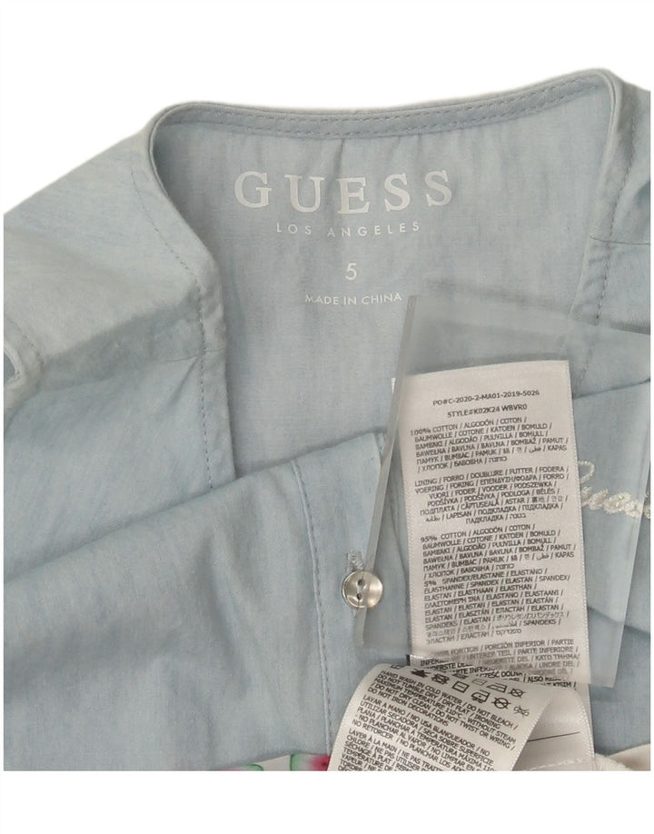 Guess Girls Vestido assimétrico com padrão abstrato sem mangas 4-5 anos Azul