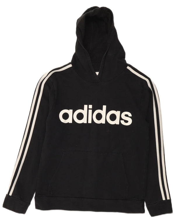 Adidas feminino gráfico moletom com capuz Reino Unido 10 pequeno algodão preto