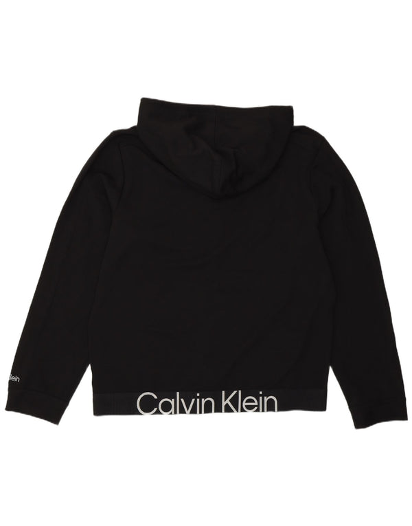 Calvin Klein moletom masculino com capuz e zíper gráfico grande preto poliéster