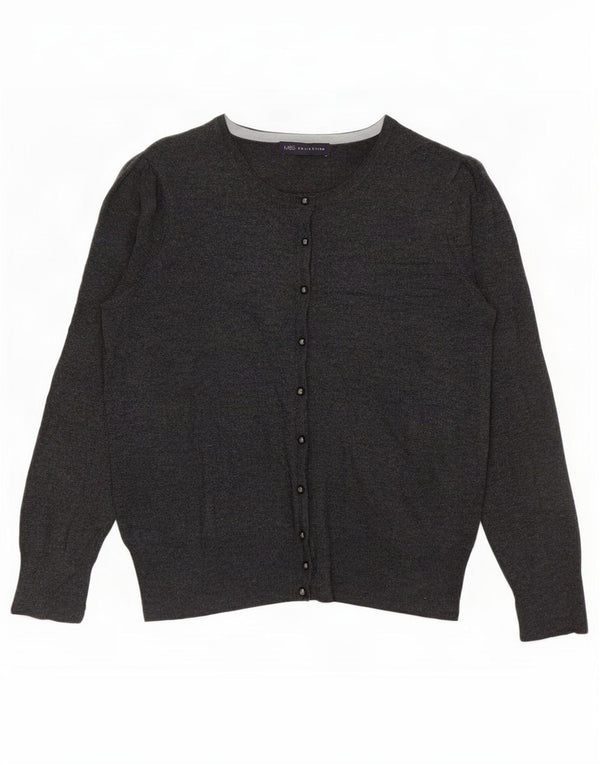 Suéter cardigã feminino Marks & Spencer Reino Unido 12 Viscose cinza médio