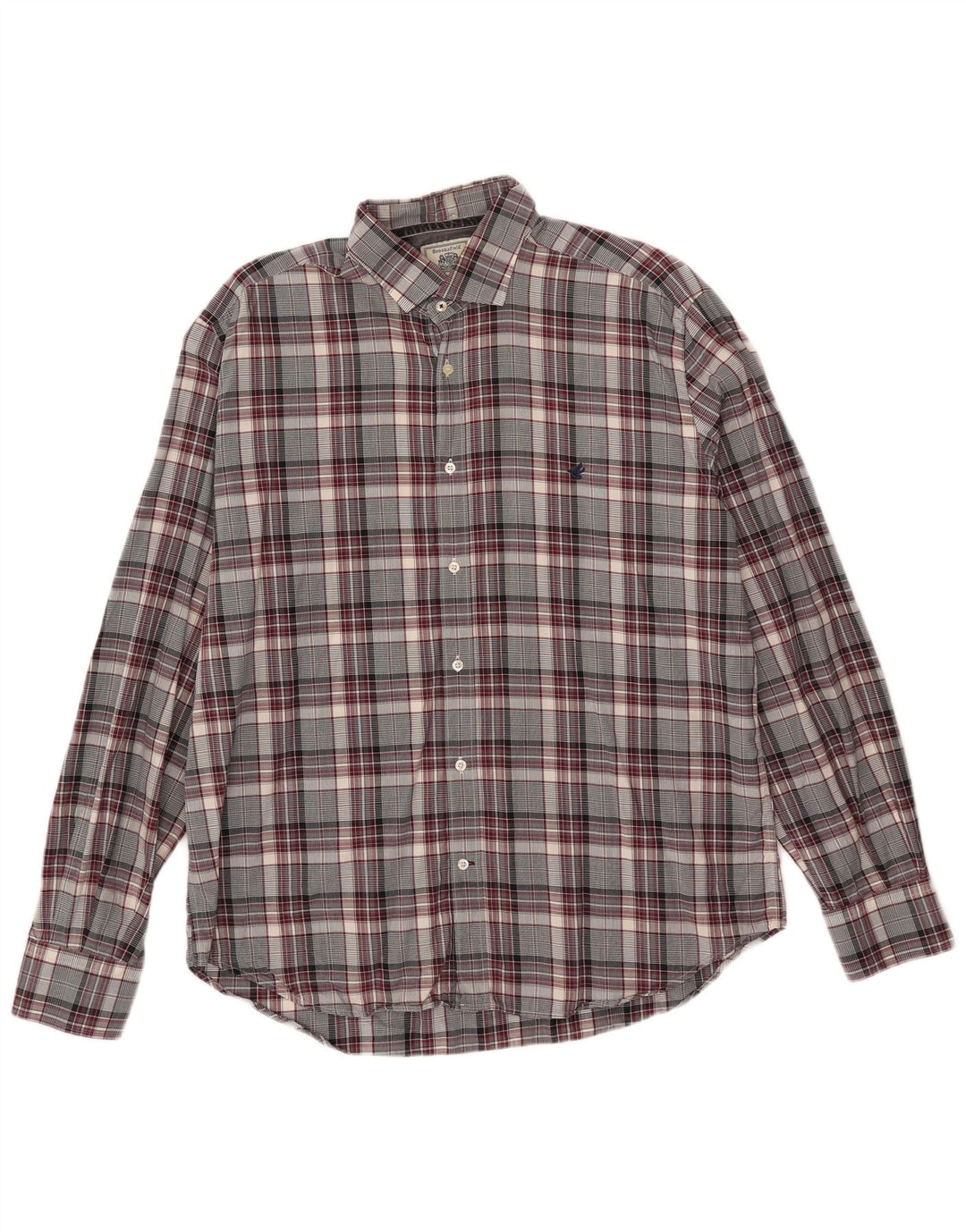 Camisa masculina Brooksfield tamanho 43 grande xadrez cinza