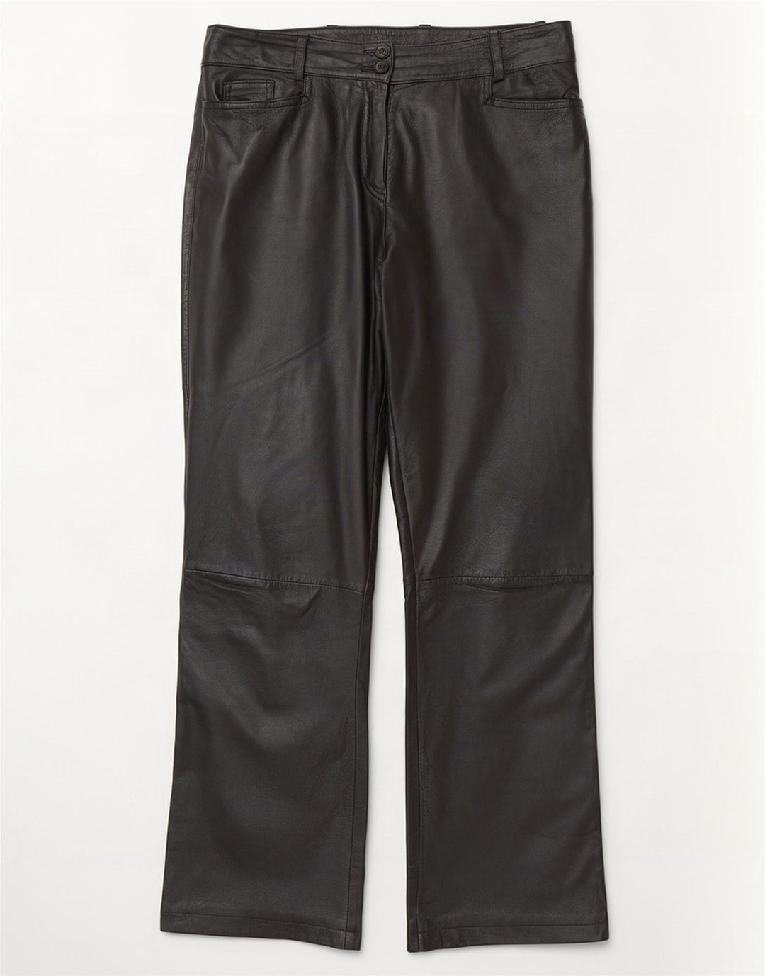 Calça feminina de couro reto K.K.Berlin EU 40 Médio W32 L29 preta