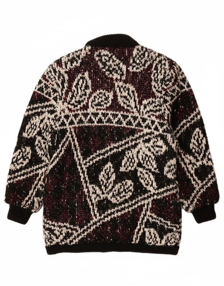 Sobretudo de malha feminino JEFFREY BROWNLEADER Reino Unido 14 acrílico floral preto médio