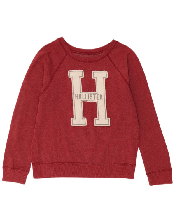 Hollister feminino gráfico moletom jumper UK 14 médio algodão vermelho