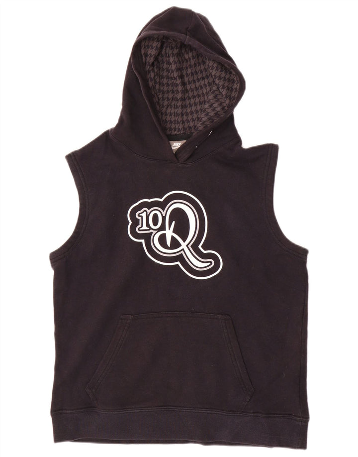 Jumper com capuz gráfico sem mangas para meninos NIKE 10-11 anos médio preto algodão