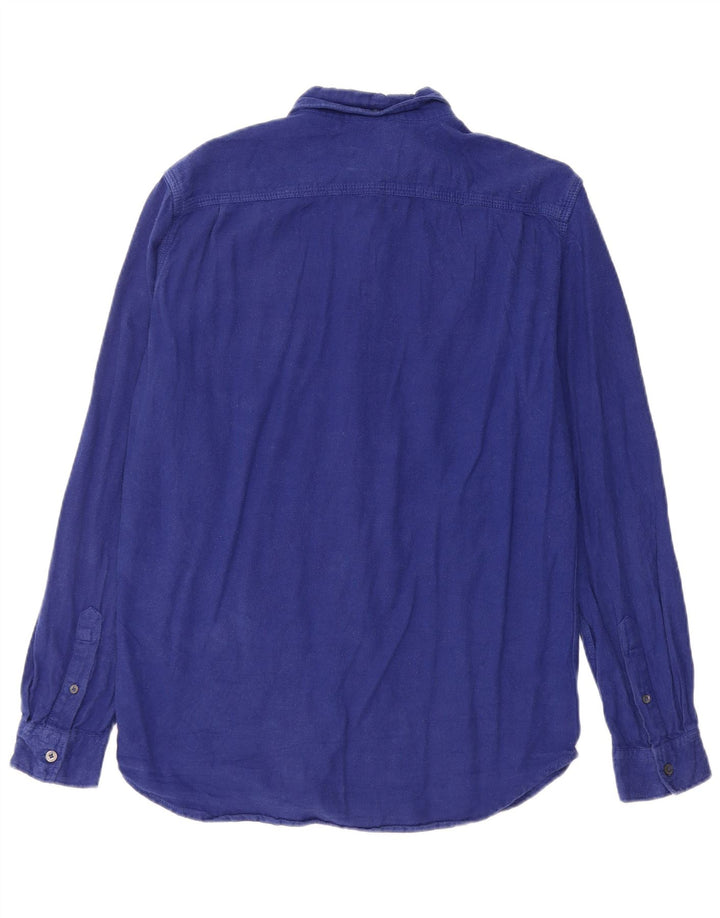 Camisa masculina de flanela de ajuste regular French Connection algodão azul médio