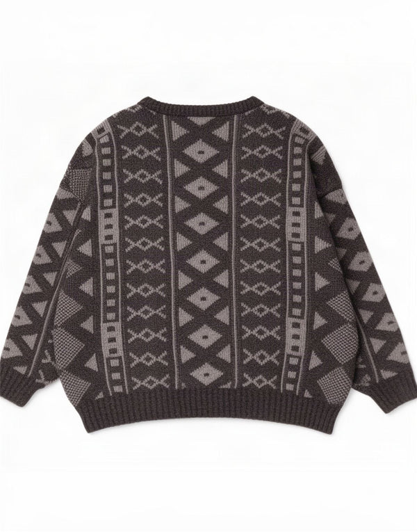 Suéter masculino Canda com gola canoa UK 44 XL cinza geométrico acrílico