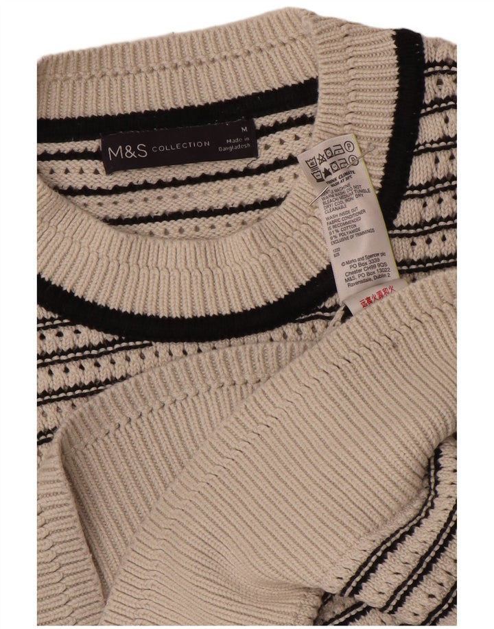 Suéter feminino Marks & Spencer com gola redonda UK 14 médio off white