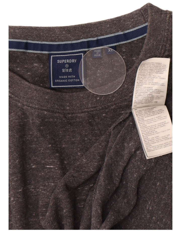 Camiseta masculina Superdry Top XL algodão manchado cinza