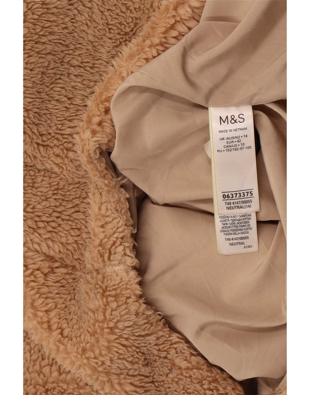 Jaqueta feminina Marks & Spencer Teddy Bear Fleece Reino Unido 14 grande poliéster bege