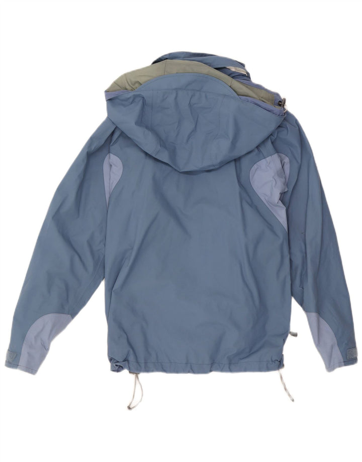 Jaqueta de chuva feminina com capuz BERGHAUS Reino Unido 10 pequeno bloco colorido azul de nylon