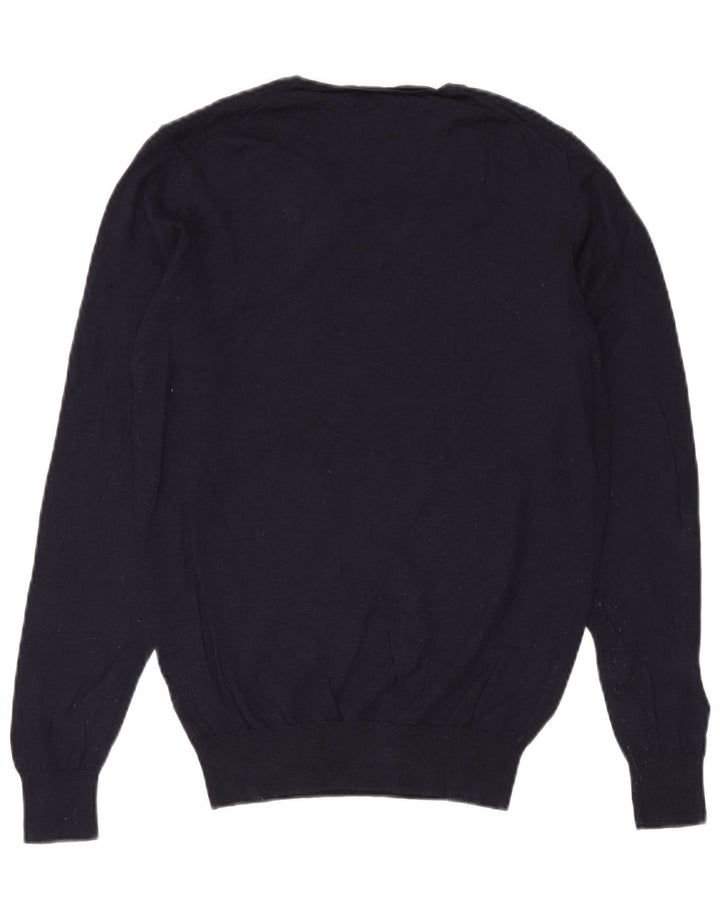 Suéter masculino Massimo Dutti com decote em V grande azul marinho