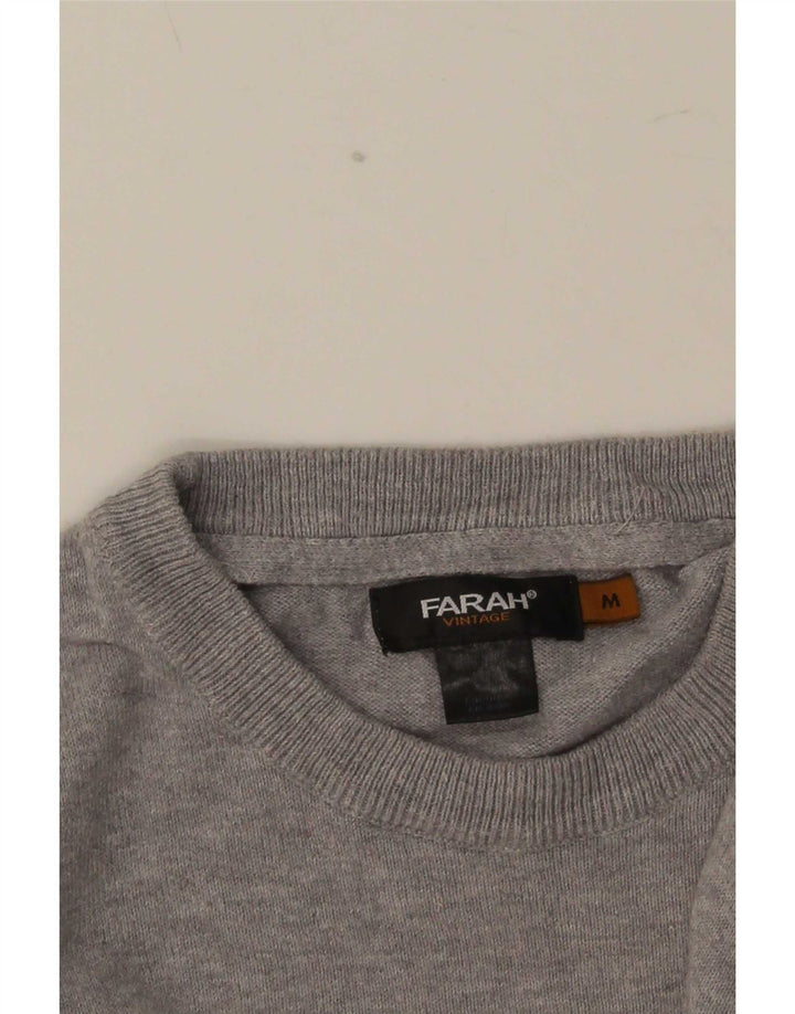 Suéter masculino Farah com gola redonda cinza médio