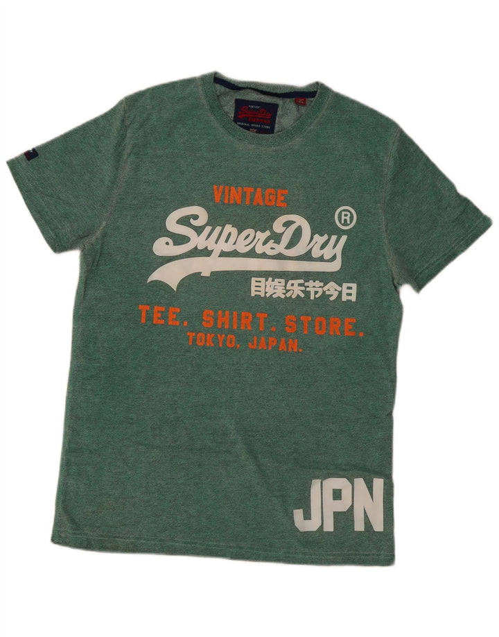 Camiseta gráfica masculina Superdry Top grande algodão verde