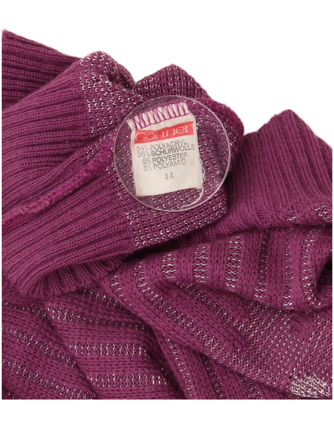 Suéter feminino vintage com decote em V IT 44 acrílico roxo médio
