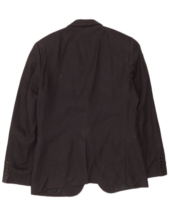 Jaqueta blazer masculina DKNY slim fit com 1 botão Reino Unido 40 grande lã preta