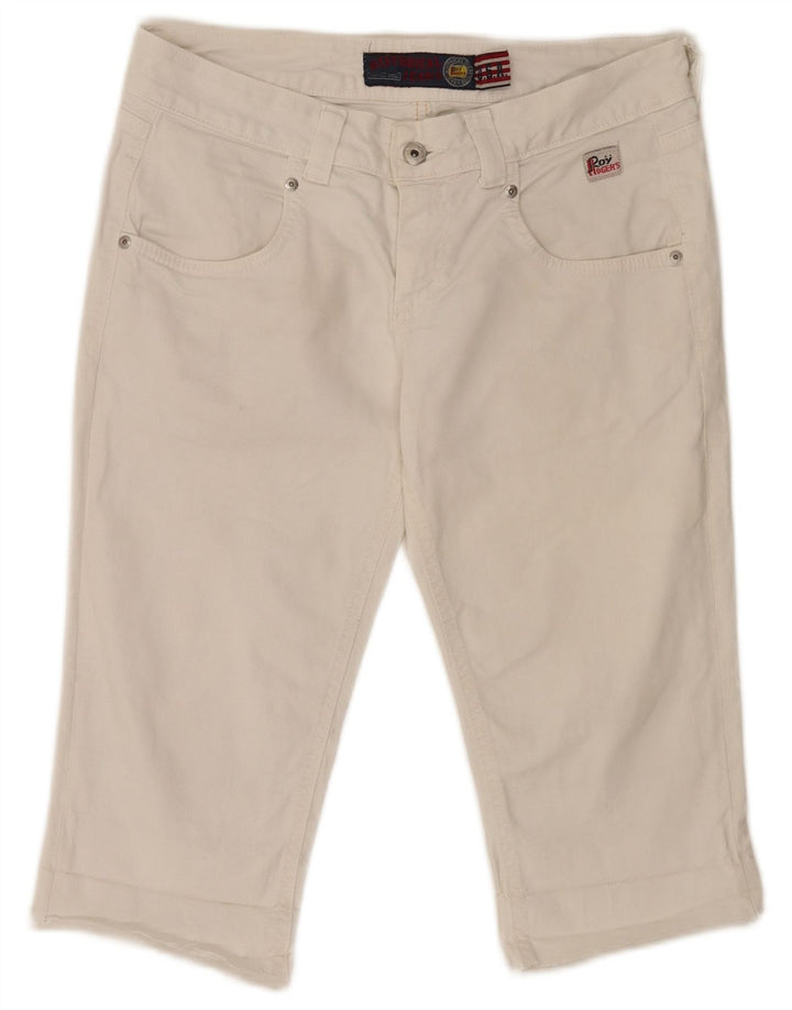 Shorts jeans feminino Roy Rogers IT 44 médio W30 algodão branco