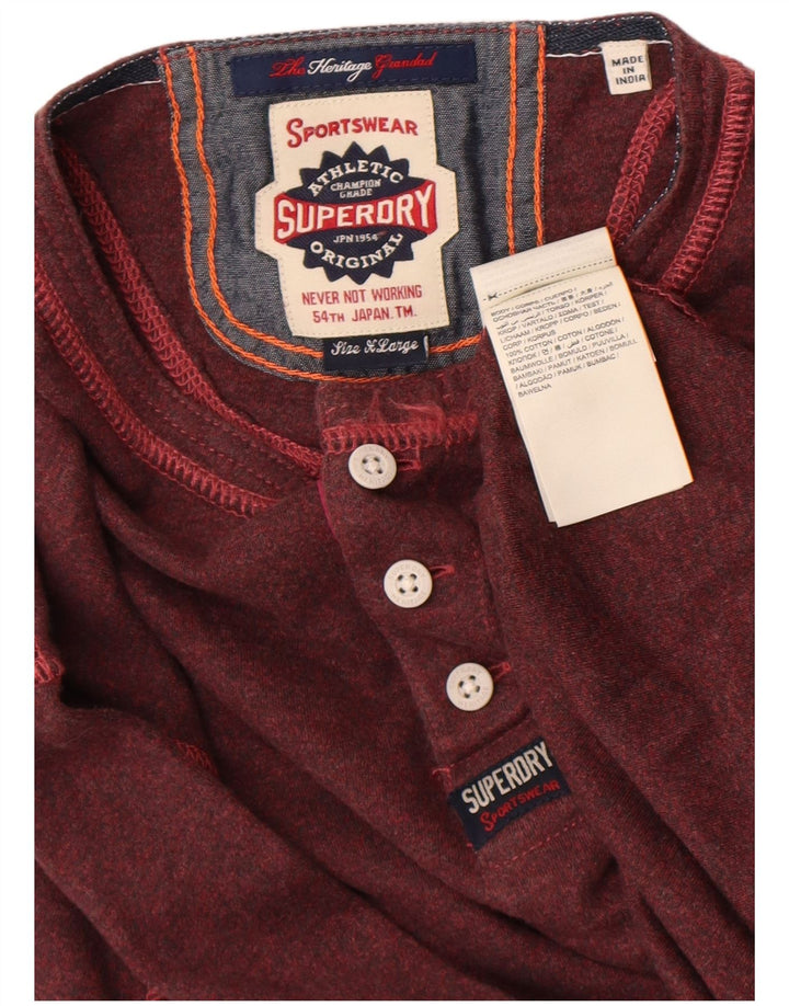 Top masculino Superdry manga comprida XL marrom algodão