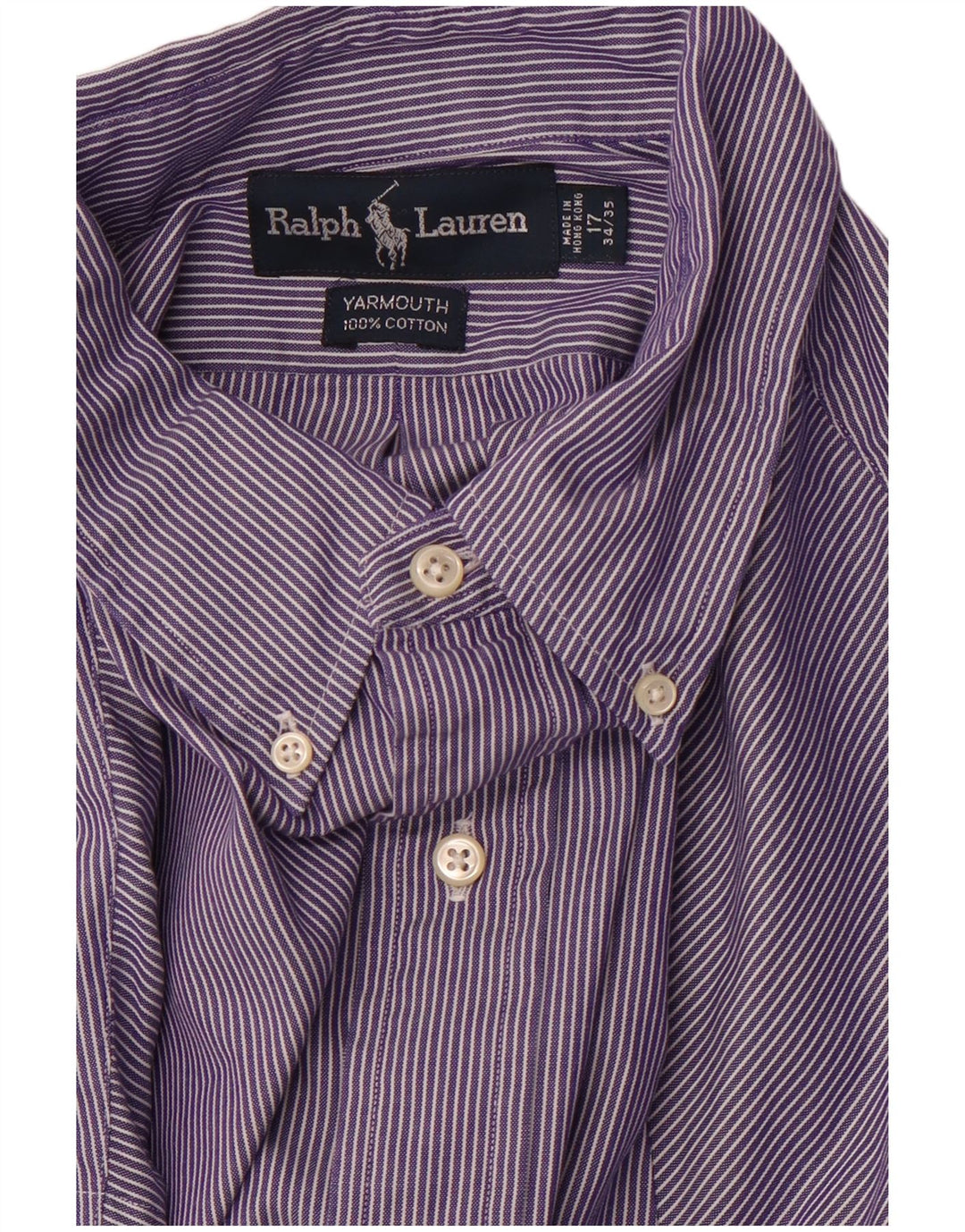 Camisa masculina Yarmouth solta RALPH LAUREN tamanho 17 XL listrado roxo