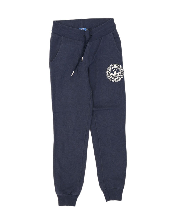 Adidas Womens Graphic Tracksuit Calças Joggers UK 8 Pequeno Azul Marinho